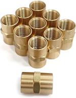 🛠️ tanya hardware - pipe fitting and air hose fittings, hex nipple coupling set - 1/4-inch npt x 1/4-inch npt, solid brass, female pipe - 10 piece logo