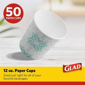 img 3 attached to 🥤 Glad Everyday Disposable Paper Cups with Aqua Victorian Design, 12 Oz – Ideal for Everyday Use, Microwave Safe – 50 Count