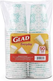 img 4 attached to 🥤 Glad Everyday Disposable Paper Cups with Aqua Victorian Design, 12 Oz – Ideal for Everyday Use, Microwave Safe – 50 Count