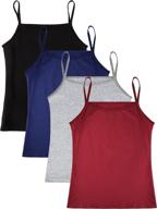 👚 satinior 4-pack girls dance tank tops - sleeveless spaghetti strap crop tops for dancewear logo