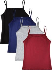 img 4 attached to 👚 SATINIOR 4-Pack Girls Dance Tank Tops - Sleeveless Spaghetti Strap Crop Tops for Dancewear