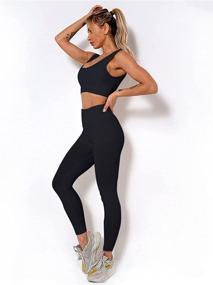img 2 attached to Stylish and Comfortable Workout Sets for Women: 2 Piece High Waist Shorts and Seamless Ribbed Crop Tank Set