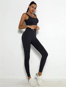 img 3 attached to Stylish and Comfortable Workout Sets for Women: 2 Piece High Waist Shorts and Seamless Ribbed Crop Tank Set