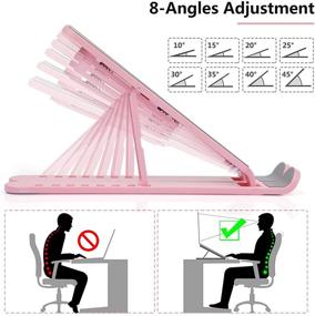 img 3 attached to Non-Slip Laptop Stand Holder: Adjustable Height Stand for MacBook, HP, Dell, Lenovo - Pink, 10-15.6”