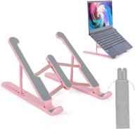 non-slip laptop stand holder: adjustable height stand for macbook, hp, dell, lenovo - pink, 10-15.6” logo