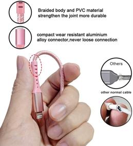 img 2 attached to 🔌 3-пакет MFI-Certified Розовый нейлоновый оплетка кабеля для зарядки - 10 футовый длинный кабель Lightning USB для iPhone 12/11/Xs/XS Max/XR/X/8/8 Plus/7/7 Plus/6 (розовый, 10 футов)