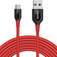 🔴 anker powerline+ кабель usb-c к usb-a [10 футов], быстрая зарядка нейлоновый шнур для samsung galaxy s10 / s9 / s9 +, s8 / s8 +, note 8, lg v20 / g5 / g6 и других (красный) логотип