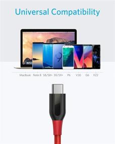 img 3 attached to 🔴 Anker Powerline+ Кабель USB-C к USB-A [10 футов], Быстрая зарядка Нейлоновый шнур для Samsung Galaxy S10 / S9 / S9 +, S8 / S8 +, Note 8, LG V20 / G5 / G6 и других (красный)