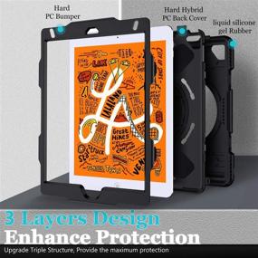 img 2 attached to 📱 Shockproof Protective Cover for iPad Mini 5/4 - Military Grade Silicone Case with Stand, Handle, Shoulder Strap & Pencil Holder - Kids Edition (7.9 Inch, 2019/2015) - Black