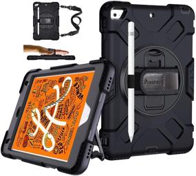 img 4 attached to 📱 Shockproof Protective Cover for iPad Mini 5/4 - Military Grade Silicone Case with Stand, Handle, Shoulder Strap & Pencil Holder - Kids Edition (7.9 Inch, 2019/2015) - Black