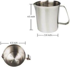 img 2 attached to 🥛 Stainless Steel Measuring Cup (24OZ/ 0.7Liter- 3 Cup) with Markings and Handle - Ideal for Espresso Machines, Milk Frothing, Latte Art