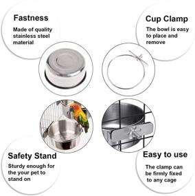 img 3 attached to 🦜 2 Pack Bird Food Bowl Set with Fruit Skewer Holder - Stainless Steel Parrot Feeder for Cage - Cat and Dog Stainless Steel Bowls - Bird Cage Food and Water Bowls