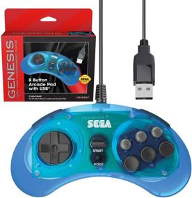 img 4 attached to 🎮 Retro-Bit Official Sega Genesis USB Controller: Arcade Pad for Sega Genesis Mini, Switch, PC, Mac, Steam, RetroPie, Raspberry Pi - Clear Blue