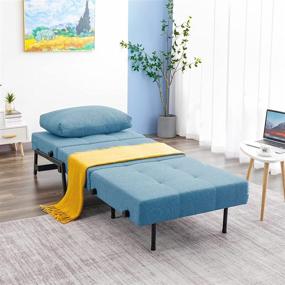 img 2 attached to 🛋️ Vonanda Denim Blue Sofa Bed, Convertible Sleeper Chair with Hidden Legs – Multi-Function Breathable Linen Folding Guest Bed for Small Apartments and Rooms