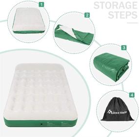 img 1 attached to 🛏️ Brace Master Air Mattress with Built-in Pillow – Inflatable Air Bed, Waterproof Flocked Single/Double Air Mattress, 203 x 99(152) x 28cm, with Convenient Storage Bag – Green