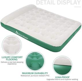 img 3 attached to 🛏️ Brace Master Air Mattress with Built-in Pillow – Inflatable Air Bed, Waterproof Flocked Single/Double Air Mattress, 203 x 99(152) x 28cm, with Convenient Storage Bag – Green