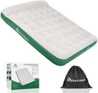 🛏️ brace master air mattress with built-in pillow – inflatable air bed, waterproof flocked single/double air mattress, 203 x 99(152) x 28cm, with convenient storage bag – green logo