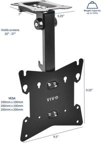img 3 attached to Черная ручная потолочная крепление VIVO для плоских телевизоров и мониторов от 17 до 37 дюймов (MOUNT-M-FD37B) - складной крепеж на крыше с наклоном