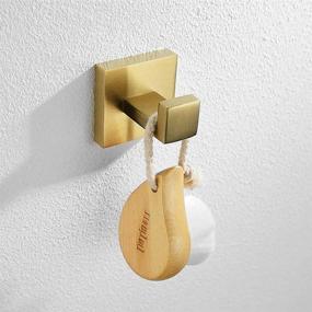 img 1 attached to Stylish and Sturdy BATHSIR Brushed Gold Towel Hooks - Wall Mounted Coat Hook 2 Pack Stainless Steel for A Well-Organized Bathroom