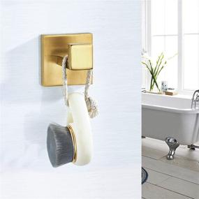 img 2 attached to Stylish and Sturdy BATHSIR Brushed Gold Towel Hooks - Wall Mounted Coat Hook 2 Pack Stainless Steel for A Well-Organized Bathroom