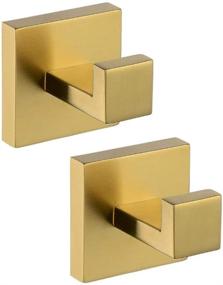 img 4 attached to Stylish and Sturdy BATHSIR Brushed Gold Towel Hooks - Wall Mounted Coat Hook 2 Pack Stainless Steel for A Well-Organized Bathroom