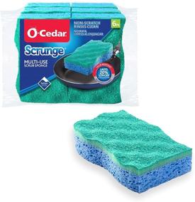 img 4 attached to 🧽 O-Cedar Scrunge Multi-Use Non-Scratch Scrubbing Sponges - Pack of 6, Ideal for Kitchen and Bathroom Cleaning, Blue
