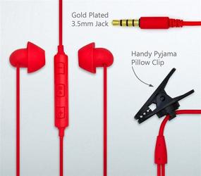 img 2 attached to 🎧 Red Hibermate Sleep Ear Buds with Sound Isolation - 3 Adjustable Tips for All Ear Sizes. Suitable for Sleeping, Sports, Meditation - Volume Control and Mic Included - Experience Safe Listening without Radiation