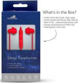 img 3 attached to 🎧 Red Hibermate Sleep Ear Buds with Sound Isolation - 3 Adjustable Tips for All Ear Sizes. Suitable for Sleeping, Sports, Meditation - Volume Control and Mic Included - Experience Safe Listening without Radiation