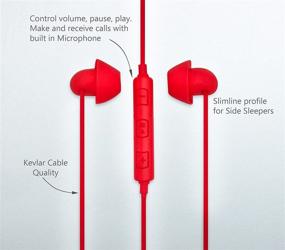 img 1 attached to 🎧 Red Hibermate Sleep Ear Buds with Sound Isolation - 3 Adjustable Tips for All Ear Sizes. Suitable for Sleeping, Sports, Meditation - Volume Control and Mic Included - Experience Safe Listening without Radiation