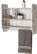 🛁 mygift whitewashed wood bathroom organizer shelf rack with towel bar: wall-mounted 3-tier solution (23 inch) logo