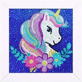 img 4 attached to 🦄 Комплект для детей по алмазной живописи Craftoy 5D - тема "Единорог" - 7,1‘’ x 7,1‘’ - деревянная рама - настенные геммы в виде мозаики по номерам - набор для творчества и рукоделия - вышивка в подарок.