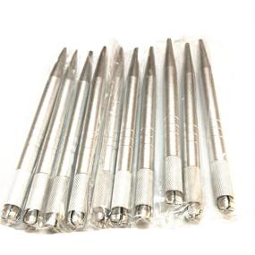 img 1 attached to 💎 Yoomay 10 Pcs Silver Light Manual Microblading Pens: Premium Disposable Handmade Eyebrow Tools
