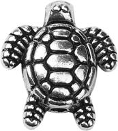 🐢 premium turtle 3d charm spacer beads - 48 pack, silver tone 1/2 inch, 1.3mm hole - ideal for diy crafts, jewelry making and findings logo