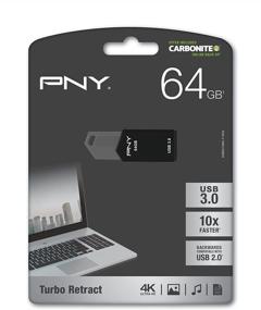 img 1 attached to 💽 PNY 64GB Retractable USB 3.0 Flash Drive, Black (P-FD64GTRTC-GE)