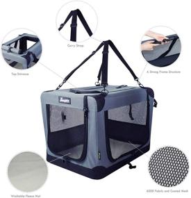 img 3 attached to JESPET Soft Pet Crates Kennel: 3 Door Soft Sided Folding Travel Pet Carrier for Dogs, Cats, Rabbits - Versatile Indoor/Outdoor Use - Available in Grey, Blue, Beige, and Black