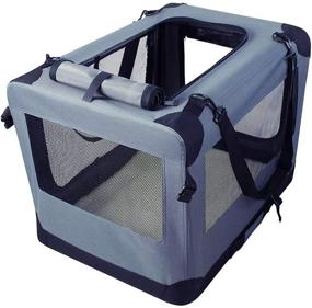 img 2 attached to JESPET Soft Pet Crates Kennel: 3 Door Soft Sided Folding Travel Pet Carrier for Dogs, Cats, Rabbits - Versatile Indoor/Outdoor Use - Available in Grey, Blue, Beige, and Black