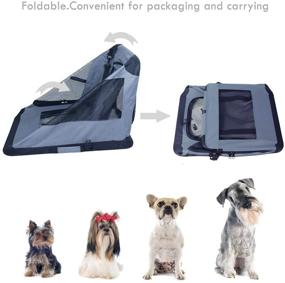 img 1 attached to JESPET Soft Pet Crates Kennel: 3 Door Soft Sided Folding Travel Pet Carrier for Dogs, Cats, Rabbits - Versatile Indoor/Outdoor Use - Available in Grey, Blue, Beige, and Black