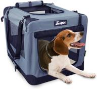 jespet soft pet crates kennel: 3 door soft sided folding travel pet carrier for dogs, cats, rabbits - versatile indoor/outdoor use - available in grey, blue, beige, and black logo