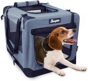 img 4 attached to JESPET Soft Pet Crates Kennel: 3 Door Soft Sided Folding Travel Pet Carrier for Dogs, Cats, Rabbits - Versatile Indoor/Outdoor Use - Available in Grey, Blue, Beige, and Black