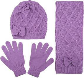 img 4 attached to Adorable Criss Cross Scarf Glove Set - Perfect for Fashionable Young Girls