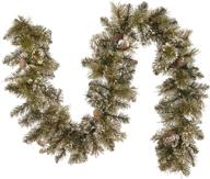 6-foot green glittery pine christmas garland with pine cones, frosted branches - national tree company artificial christmas collection logo