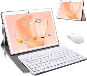 img 4 attached to 📱 10-inch Android Tablet - HD Touchscreen 2-in-1 Tablet with Keyboard Case, Quad-Core 1.3GHz Processor, 4GB RAM, 64GB Storage, Android 9.0 GO, Support 3G Phone Call, Type-C, BT4.2, GPS, FM, 4G WiFi+