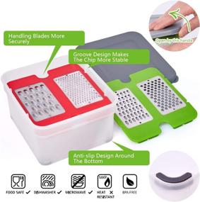 img 1 attached to 🧀 Nurch 4-in-1 Box Grater with Stainless Steel Blades - Cheese Vegetable Slicer and Container - Easy to Use for Carrots, Potatoes, and More