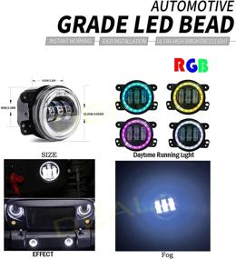 img 1 attached to 🚗 Набор автомобильных электрических деталей DEAL с управлением по Bluetooth RGB: улучшите свое транспортное средство с помощью 4-дюймовых противотуманных светодиодных фар Bumper Halo Ring DRL мощностью 30 Вт - совместим с Wrangler JK Cherokee Grand Cherokee Magnum Journey Charger PT Cruiser 300.