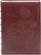 📸 golden state art maroon scroll embossed photo album: holds 300 4x6 pictures, elegant faux leather cover, 3 per page logo