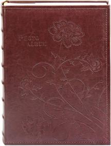 img 4 attached to 📸 Golden State Art Maroon Scroll Embossed Photo Album: Holds 300 4x6 Pictures, Elegant Faux Leather Cover, 3 Per Page
