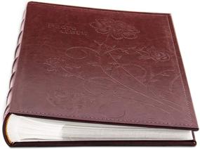 img 1 attached to 📸 Golden State Art Maroon Scroll Embossed Photo Album: Holds 300 4x6 Pictures, Elegant Faux Leather Cover, 3 Per Page
