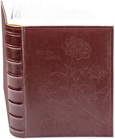img 2 attached to 📸 Golden State Art Maroon Scroll Embossed Photo Album: Holds 300 4x6 Pictures, Elegant Faux Leather Cover, 3 Per Page