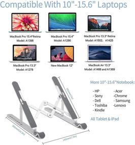 img 1 attached to 💻 Silver Laptop Stand Holder for Mac, iPad, HP, Dell, Lenovo - Full Silicone Surface, 7 Adjustable Angles, Ergonomic Foldable Portable Desktop Riser