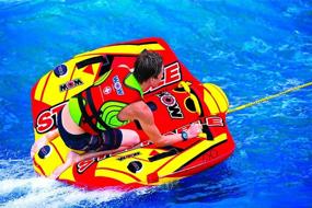 img 2 attached to 🚤 WOW World of Watersports Inflatable Steerable Tube for Boating, Take Control of the Ride, 1 or 2 Person, Model 19-1090